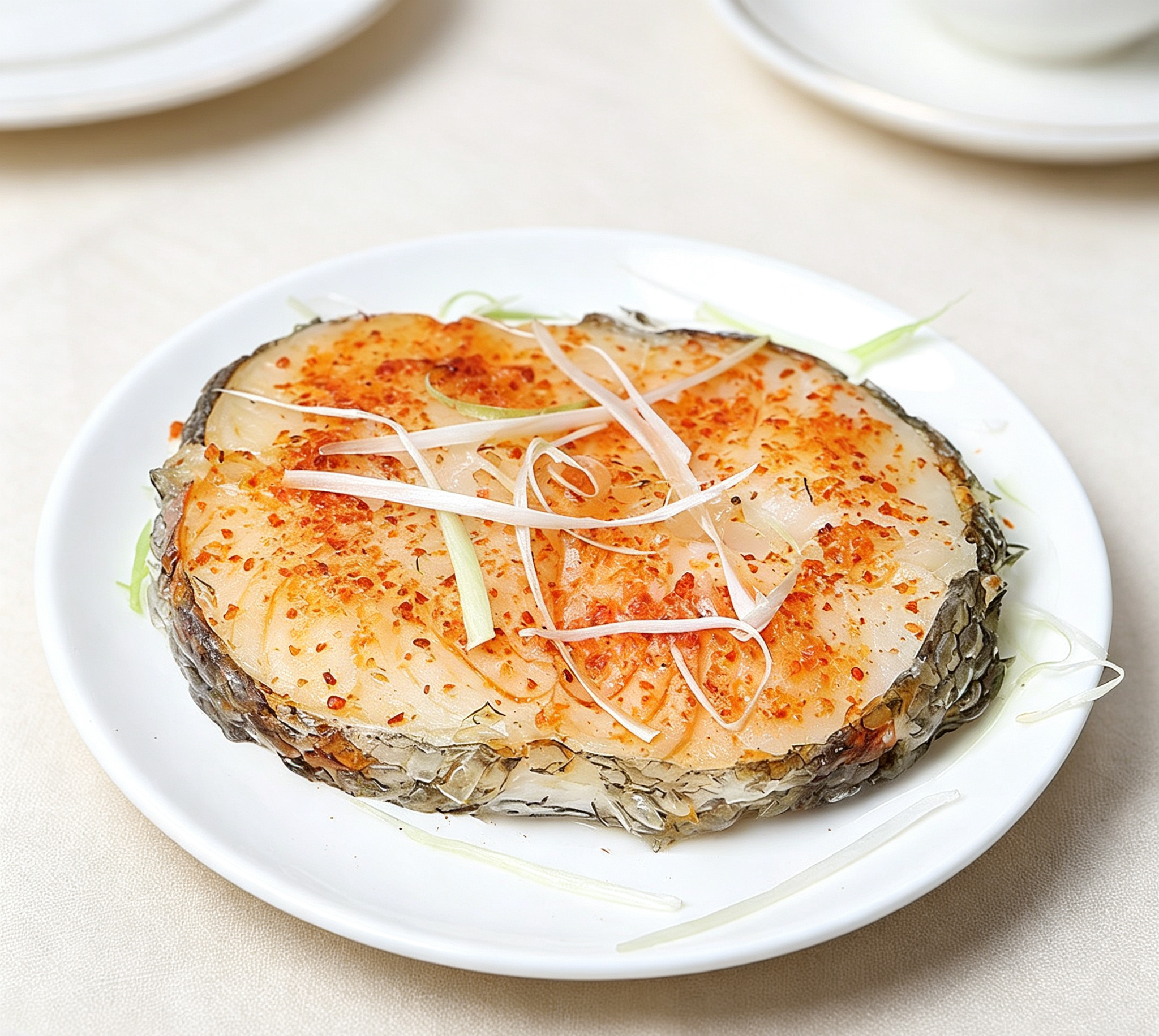 Seared Salmon Steak, Chilli & Scallions