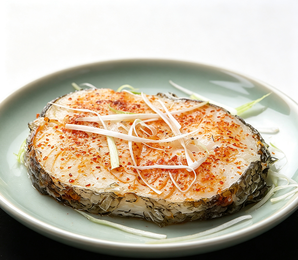 Seared Salmon Steak, Chilli & Scallions